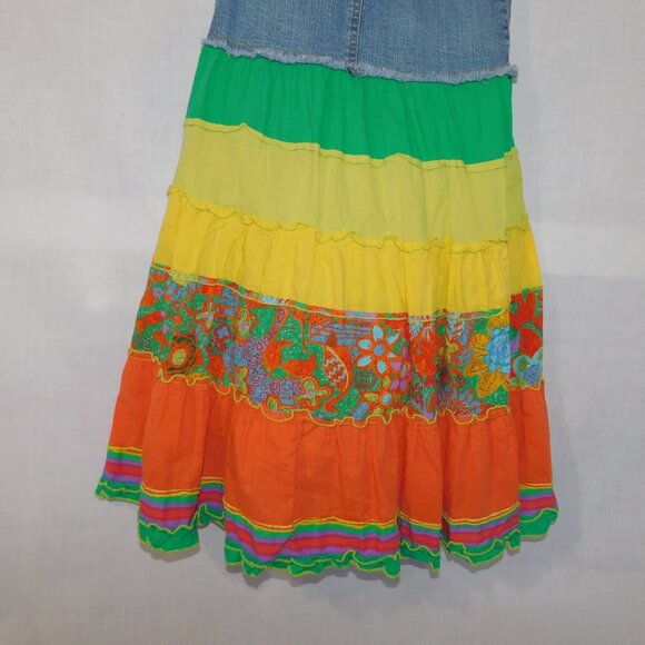 Chidrens Place Girls 8 Denim Multicolor Floral Boho Flowing Skirt - Picture 10 of 11